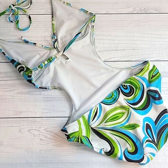 Mossimo One-Piece Swimsuit Backless Vibrant Colored Swirl Womens Size S - Picture 4 of 7